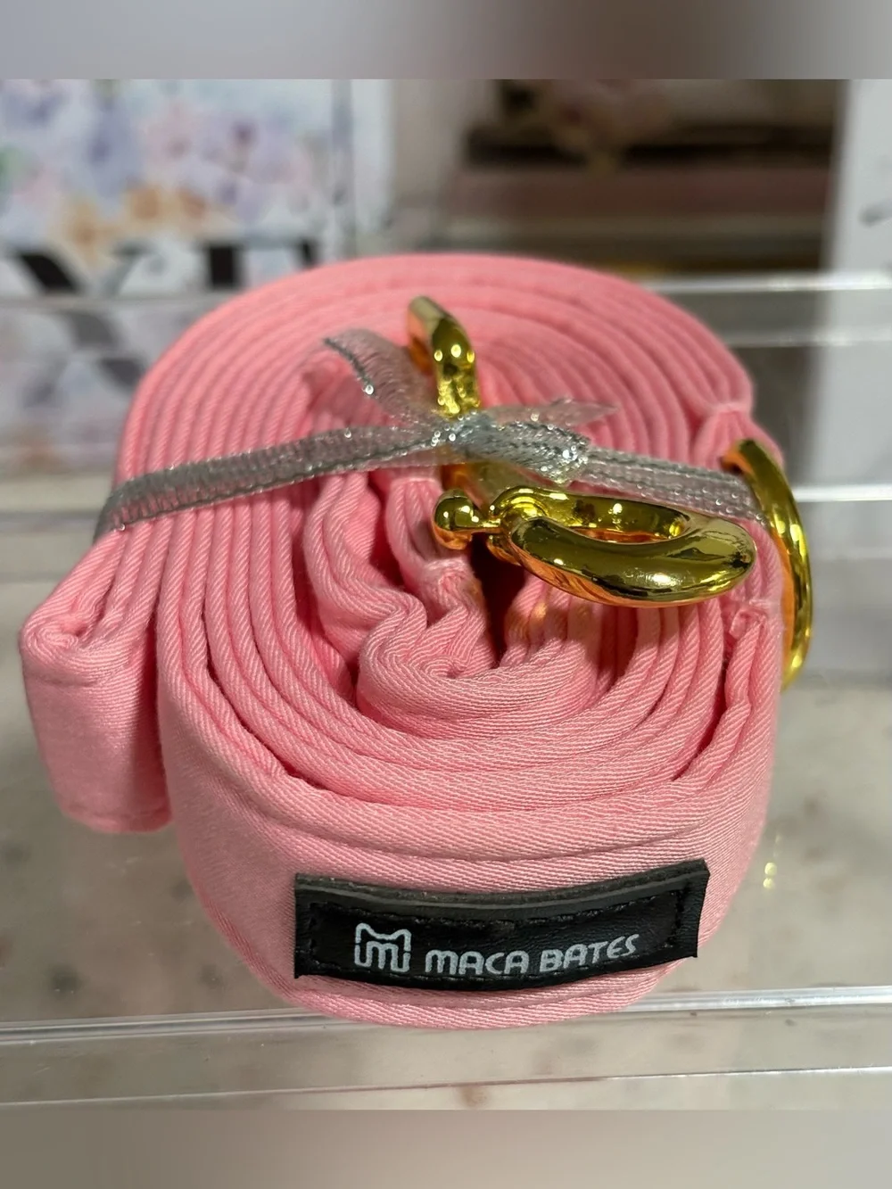 MACA BATES Dog Collar and Leash Set  Sakura Pink,Large 🆕